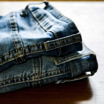 jeans folded on table at man on main in maine